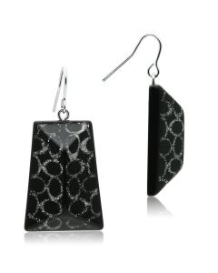 JCE020 IP rhodium (PVD) Brass Earrings with Synthetic Synthetic Stone in Jet